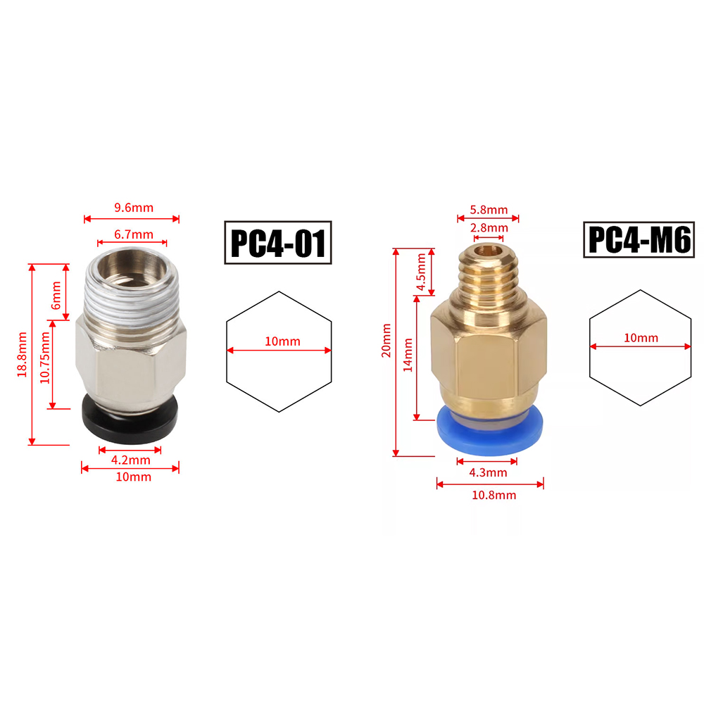 Ptfe Tape Thread - 10 قطع/مجموعة موصلات هوائية PC4-M10 لقطع