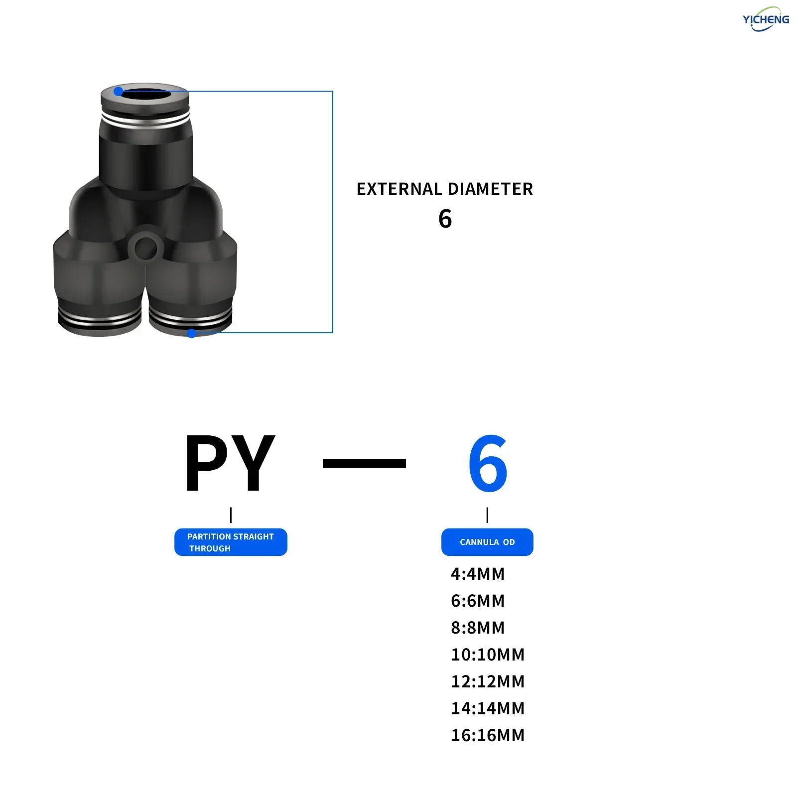 Push Fit Connector - موصل خرطوم هوائي 6 مم OD